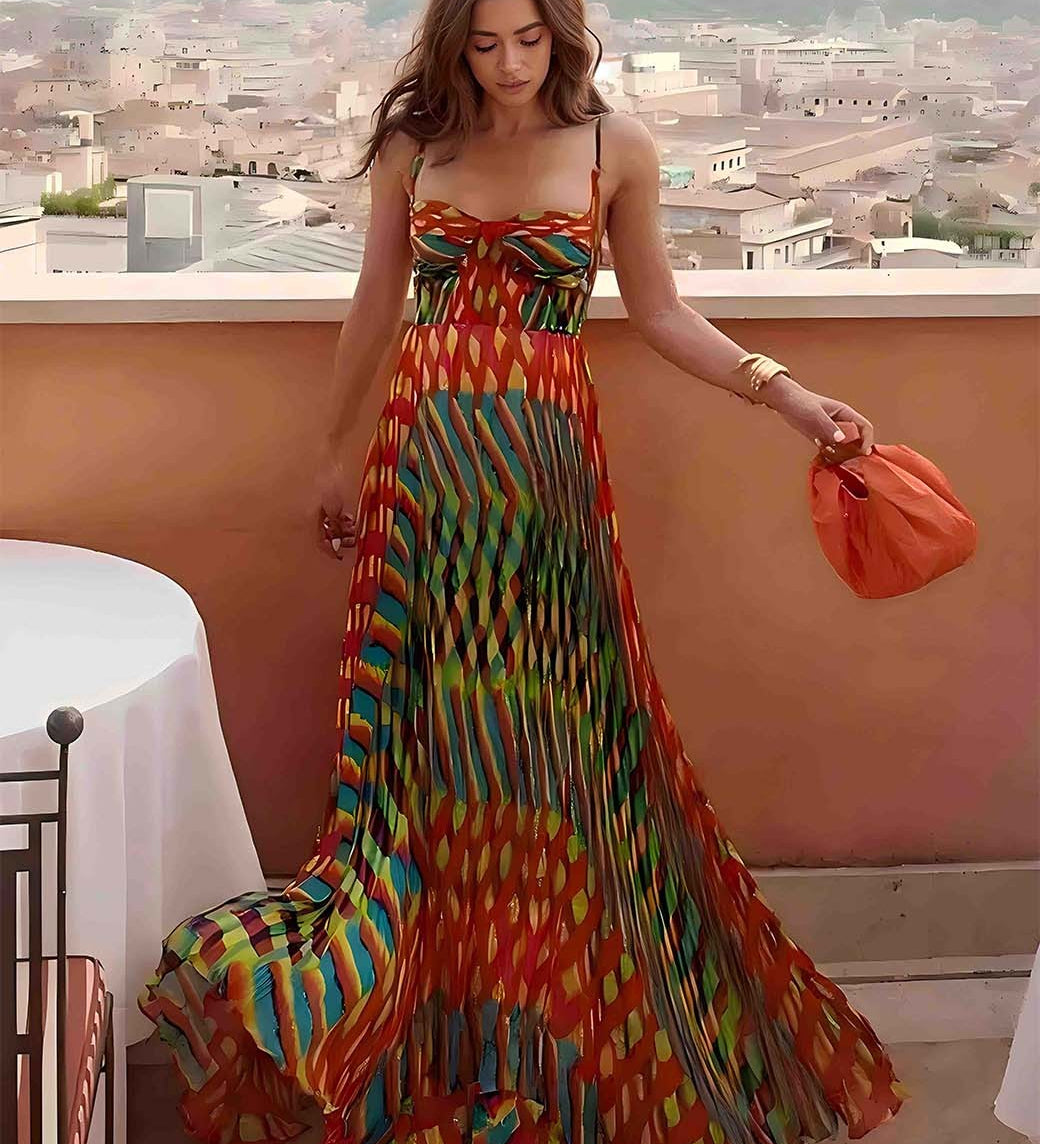 Aria - Abstract Printed Maxi Dress