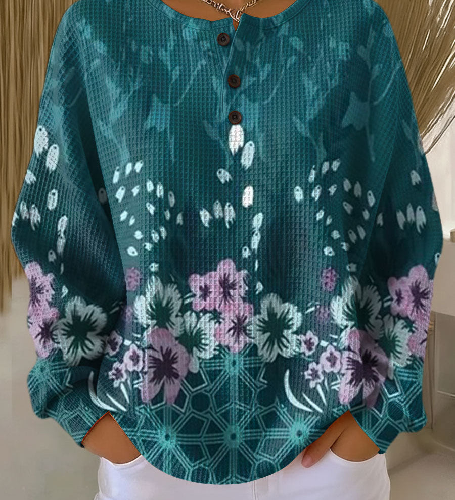 Willow - Turquoise Floral Sweater